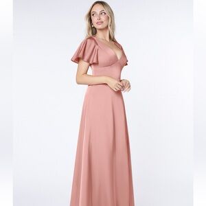 Azazie Stretch Satin Bridesmaids Dress in Colour Rosette